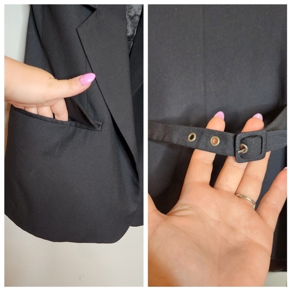 BB Dakota Black ruched 3/4 sleeve blazer. Women's size 2. Pockets - Picture 2 of 16